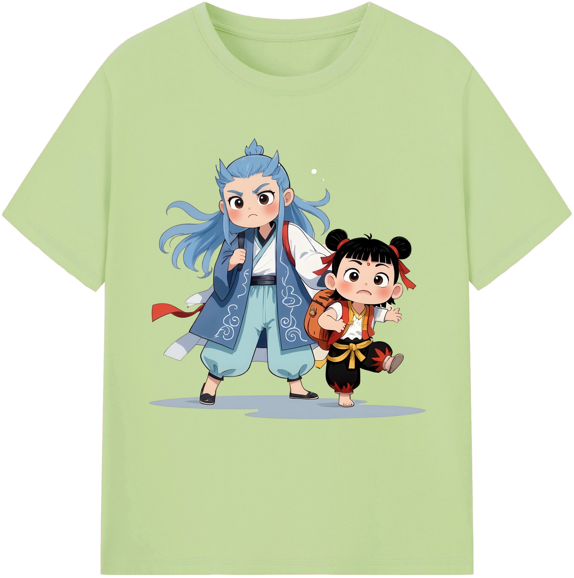 （画像用） Ne Zha 2 ナタ 魔童の大暴れ 綿100％半袖Tシャツ（フロントプリント）